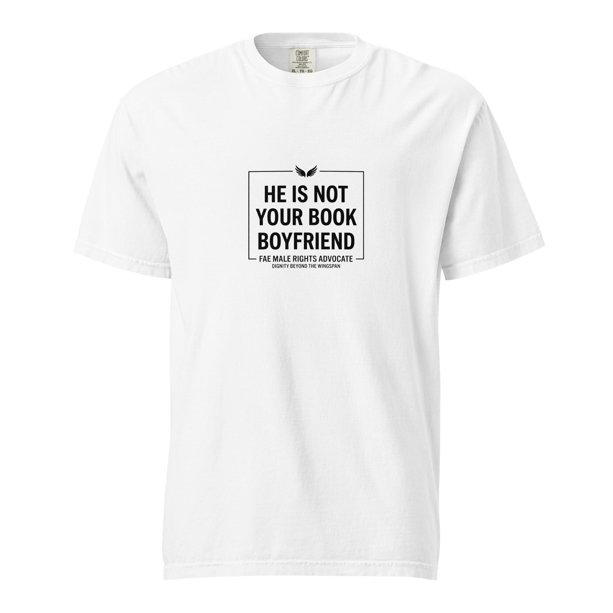 Give A Male Fae Something to Eat Shirt | Spicy Romantasy Reader Tee Crimson garment-dyed heavyweight t-shirt with a black Fae Male Rights crest design reading “Give A Male Fae Something to Eat” and “Let Him Serve the Realm.”